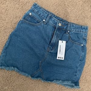 BOOHOO High Waisted Micro Denim Mini Skirt